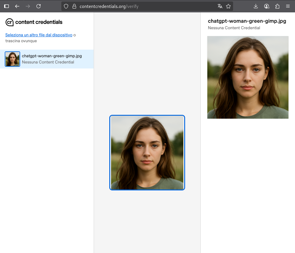Verifica immagine passata in GIMP